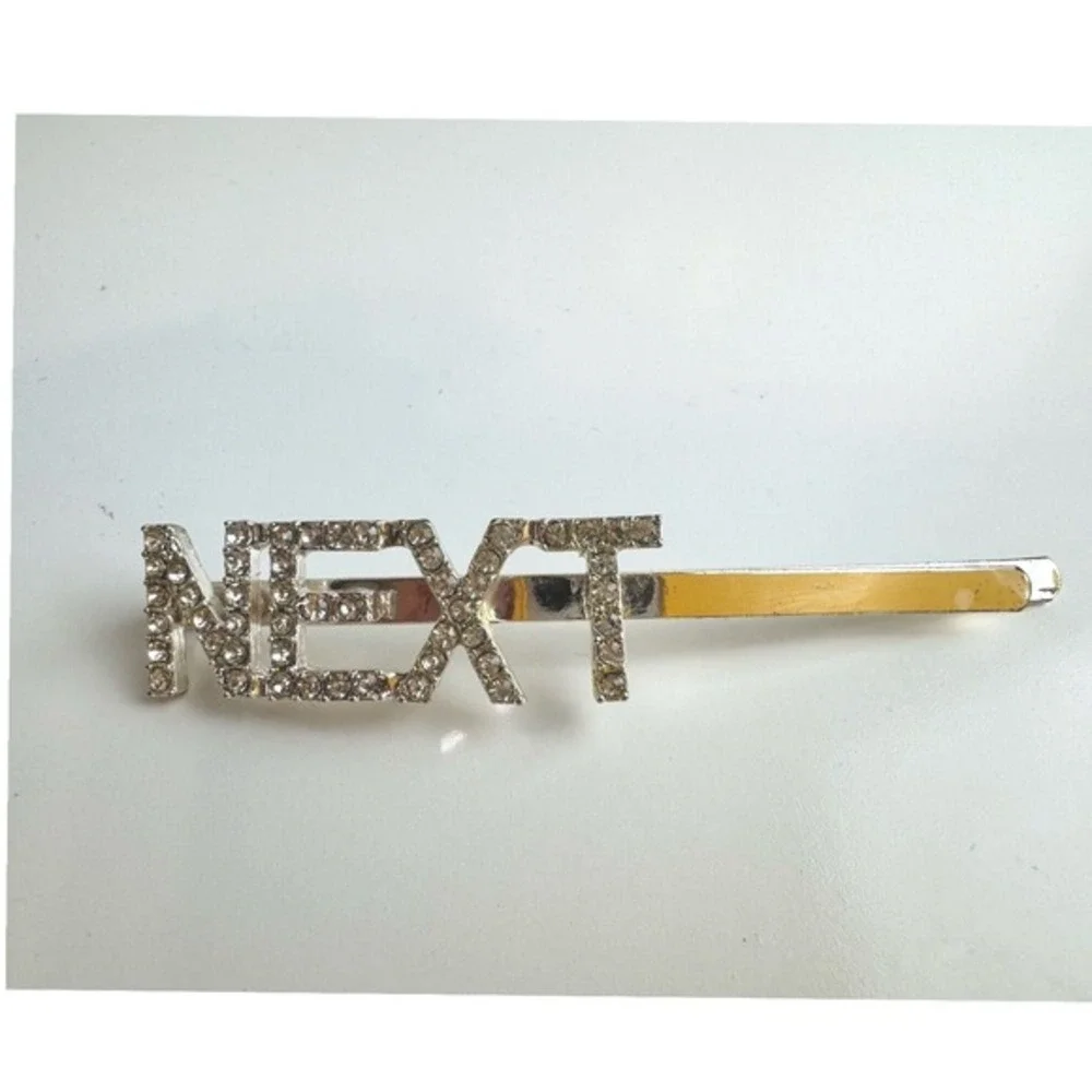 NEXT Rhinestone Hair Clip Silver Gold Tone Statement Hair‎ Accessory Y2K J-01